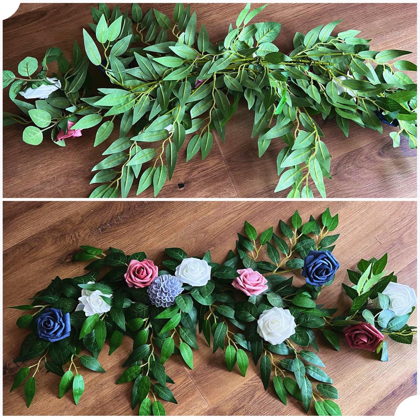 Ardemiy 8pcs Italian Ruscus Artificial Leaves with Stems, Green Silk Leaf Wedding Arch Greenery Filler for Flower Arrangements, Faux Foliage Greenery Stems