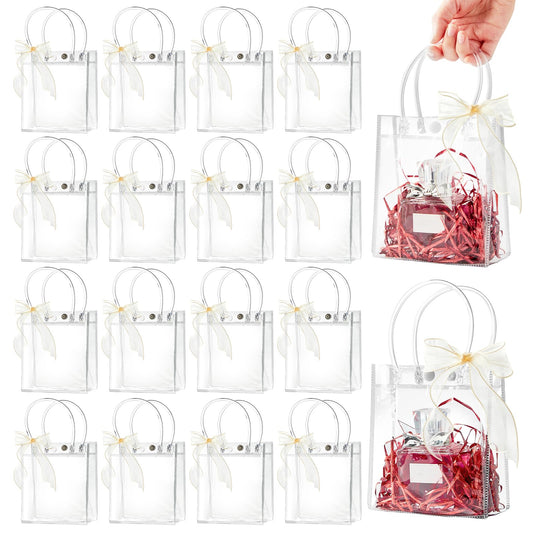 Ohuimrt Clear Plastic Gift Bags with Handles, 50 PCS, 5.9" x 4.92" x 2.75"
