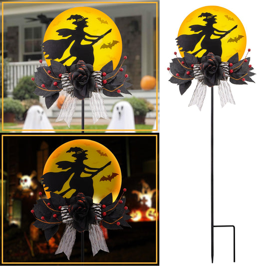 YNGFIL Decorations Outdoor Solar Witch Floor Plugs, Party Decorations of Solar Lights Outdoor, Scary Decorations of Black Rose, Decor of Lights