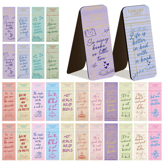 Zaamwoyy 30 Pcs Vintage Library Magnetic Bookmarks, Inspirational Quotes Aesthetic Bookmarks Bulk, Cute Handwritten Book Mark for Women Man Reading Lovers Students Teachers Office Workers Gift
