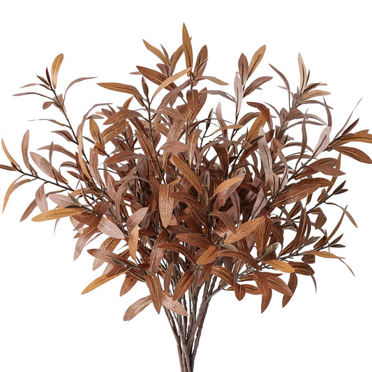 6Pcs Faux Olive Branches for Vases,23.6'' Tall Faux Fall Stems for Vases,Brown Artificial Olive Tree Branches for Fall Decor,Fall Foliage Stems,Fall Eucalyptus Stems for Home Decor,Floral Arrangement