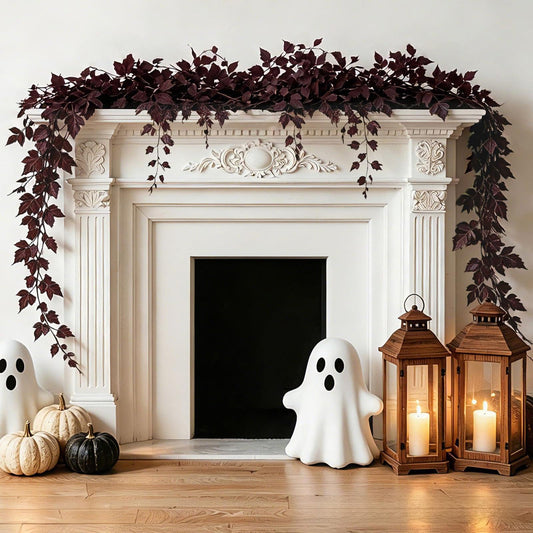 Fall Decorations for Home-6FT Dark Plum Fall Garland, Fuller Artificial Autumn Leaf Garland for Mantel, Fireplace, Table, Moody Thanksgiving Halloween Decor with Flexible Branches for Indoor Styling