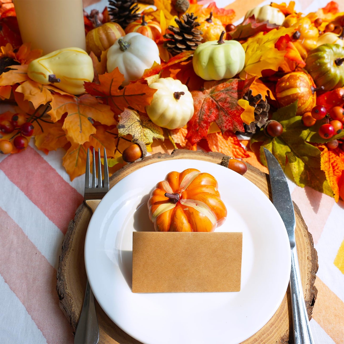 Winlyn 46 Pcs Assorted Small Artificial Pumpkins and Gourds with Acorns Pinecones Maple Leaves Fall Harvest Decor Set for Autumn Party Table Centerpiece Thanksgiving Halloween Wreaths Vase Bowl Filler