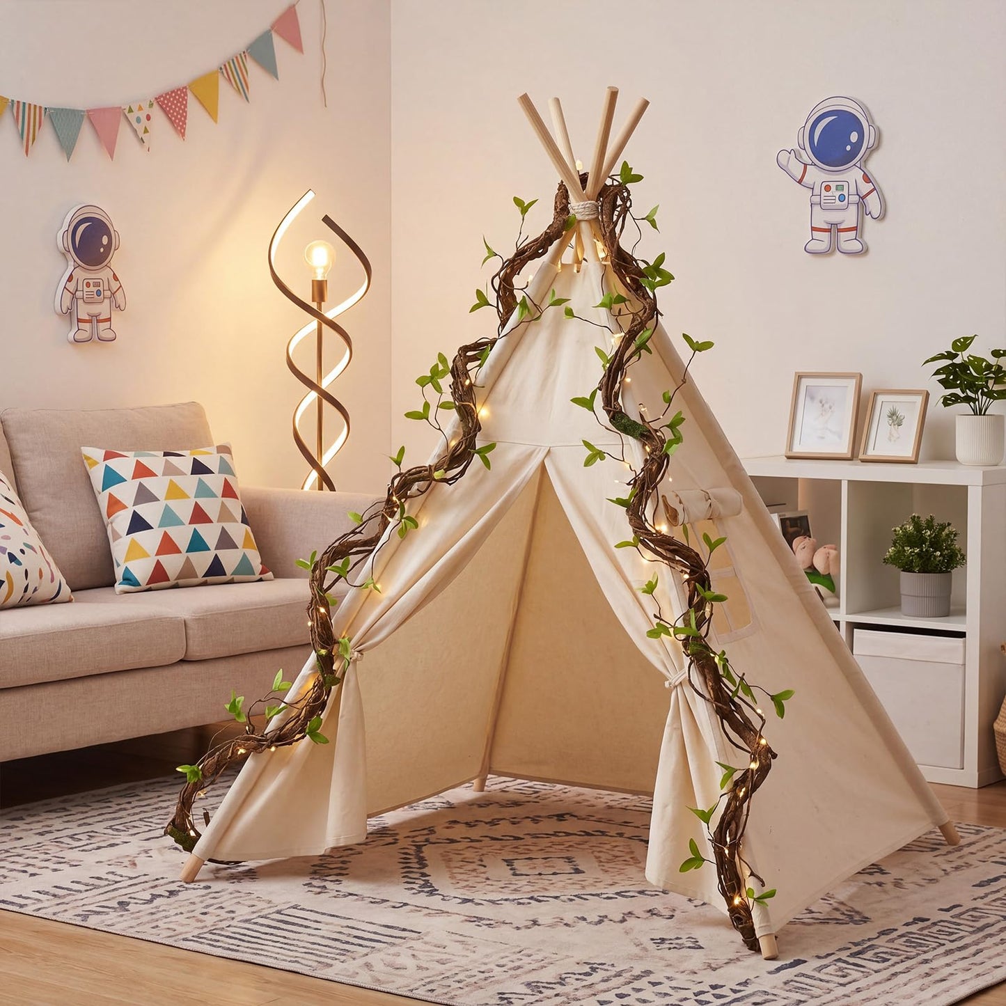 Suncalla 10 Pcs Artificial Bendable Tree Branches for Decoration Fake Trunk Garland Twigs Leaves Cherry Blossom Grape Vines for Wall Hanging Front Door Reptile Habitat Decoration (35in,Rustic)