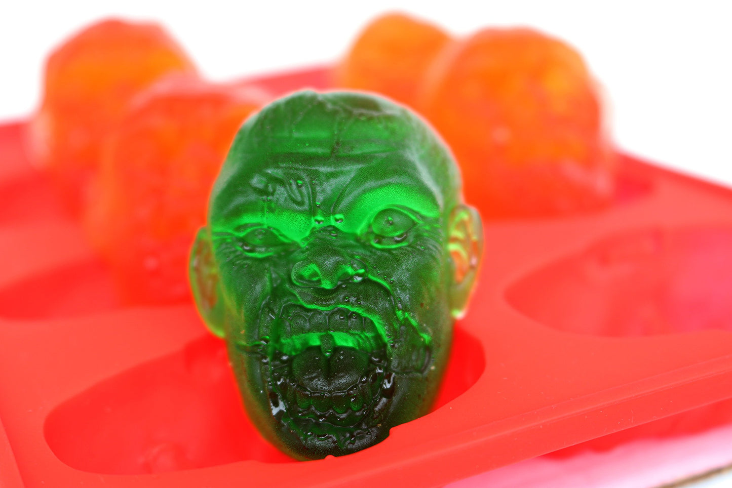 Zombie Head Candy Making Tray by The Modern Gummy, SILICONE, 8 Realistic Cavities per tray, For Gelatin, Chocolates, Cupcake Toppers, Halloween, Zombie Party