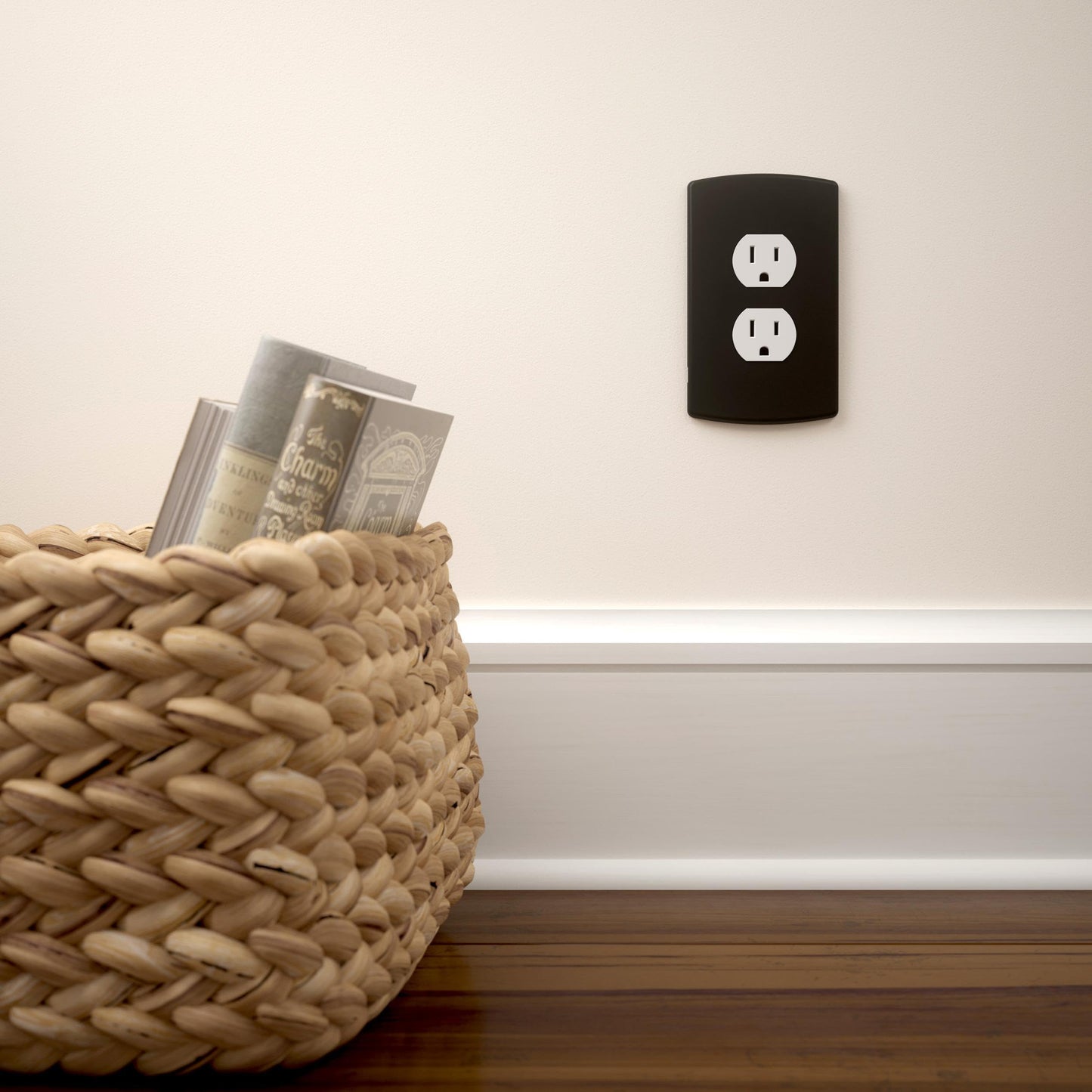 Franklin Brass Soft Modern Single Duplex Outlet Cover - 1-Gang - Single Duplex Wall Plate for Electrical Outlet - Screwless Concealed Mount - Durable Materials - W42466K-FB-CP - Matte Black - 3 Pack