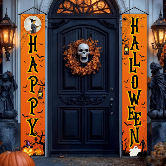KatchOn, Happy Halloween Door Banner - XtraLarge 72 x 12 inch | Trick or Treat Door Banners for Halloween Decorations Outdoor | Trick or Treat Porch Sign | Scary Decorations