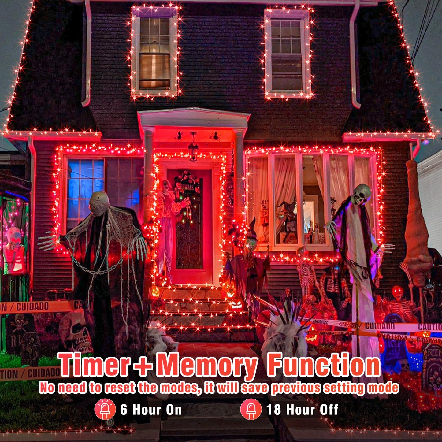 200 LED Red Christmas Lights 66ft String Lights Indoor 8 Modes Clear Wire Connectable Waterproof Plug in Twinkle Fairy Light for Bedroom Indoor Outdoor Christmas Tree Decorations