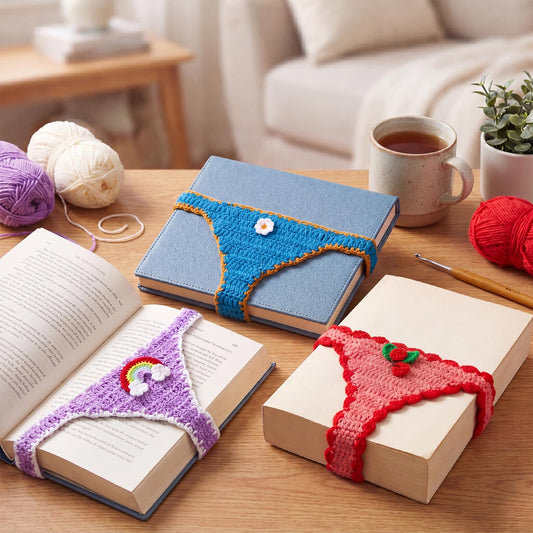 Colarr 3 Pack Bikini Crochet Bookmarks for B5 Books Handmade Mini Swimwear Book Page Holders Cute Reading Accessories Gift for Women Book Lovers Students Readers
