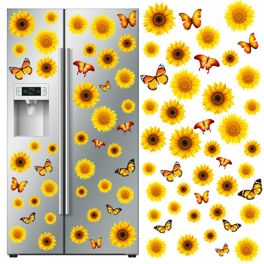 Kingdder 45 Pieces Sunflower Magnets Refrigerator Butterfly Flower Car Magnets Removable Butterfly Sunflower Kitchen Decor and Accessories Vintage Cute Flower Decorations for Whiteboard Home Office