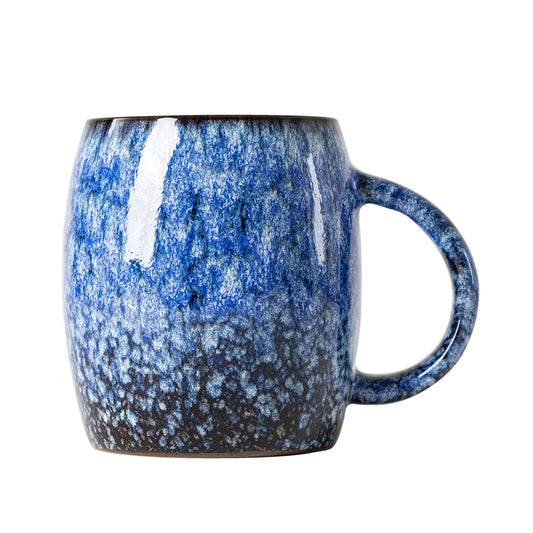 Sakura Blue Reactive Glaze Ceramic Coffee Mug - 14 oz Unique Mug with Ergonomic Handle, Large Ceramic Mug for Coffee, Tea, Milk - Great Birthday Gift for Women, Men, Friends, Home & Office Use