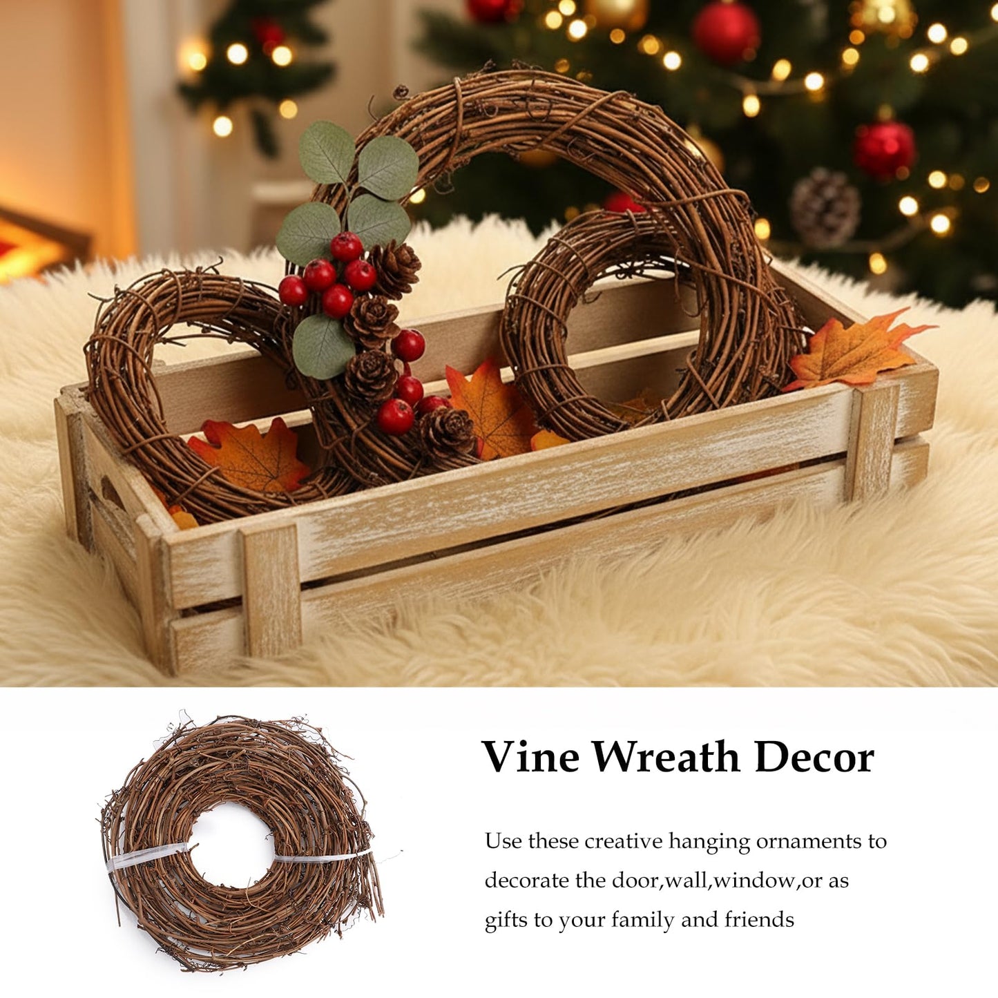 3 Pcs Grapevine Garland, 15 Feet DIY Crafts Natural Grapevine Twig Vines, Vines Garland Wreaths for Christmas Wedding House Holiday Door Vase Wall Decor