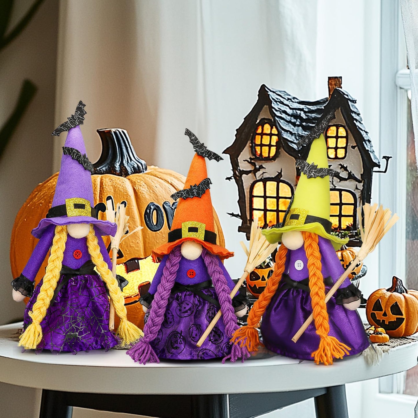 Lovinland Halloween Decorations - Halloween Decor - 3PCS Witch Plush Gnomes - Cute Hocus Pocus Decorations for Home, Indoor, Office, Table, Party Clearance