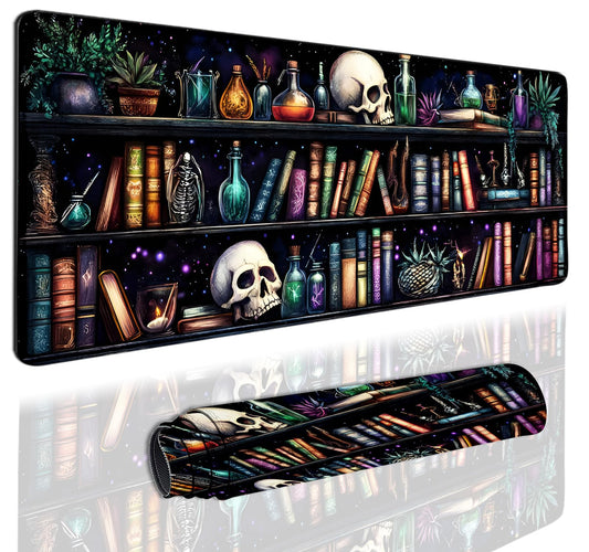 Extended Gaming Mouse Pad 31.5 x11.8 inch, Large Non-Slip Rubber Desk Mat for Gamers, Waterproof Smooth Surface for Precise Mouse Control, Washable Computer Keyboard Pad (Gothic Element Library)