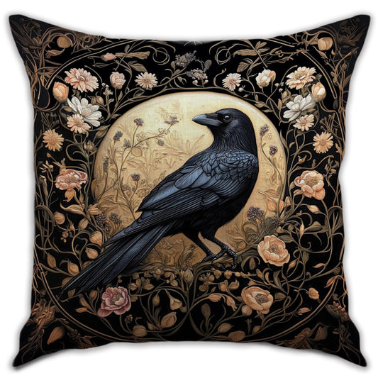 RBAFAO William Morris Inspired Abstract Vintage Crow Design Throw Pillow Covers Home Decor Art Pillowcase Cushion Cover for Bed Sofa Living Room, Car Indoor and Outdoor (Black-Crow, 18x18inch)