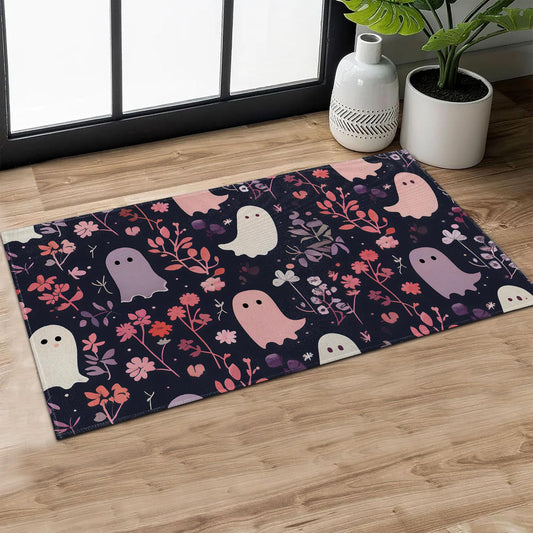 MIEPOS Adorable Ghost Indoor Door Mat,Floral Doormat,29.5x17in Non-Slip Rubber Backing Floor Mats,Entry Rug,for Living Room,Office,Rv,Kitchen,Entryway Doorways Rug Decor,Doormats