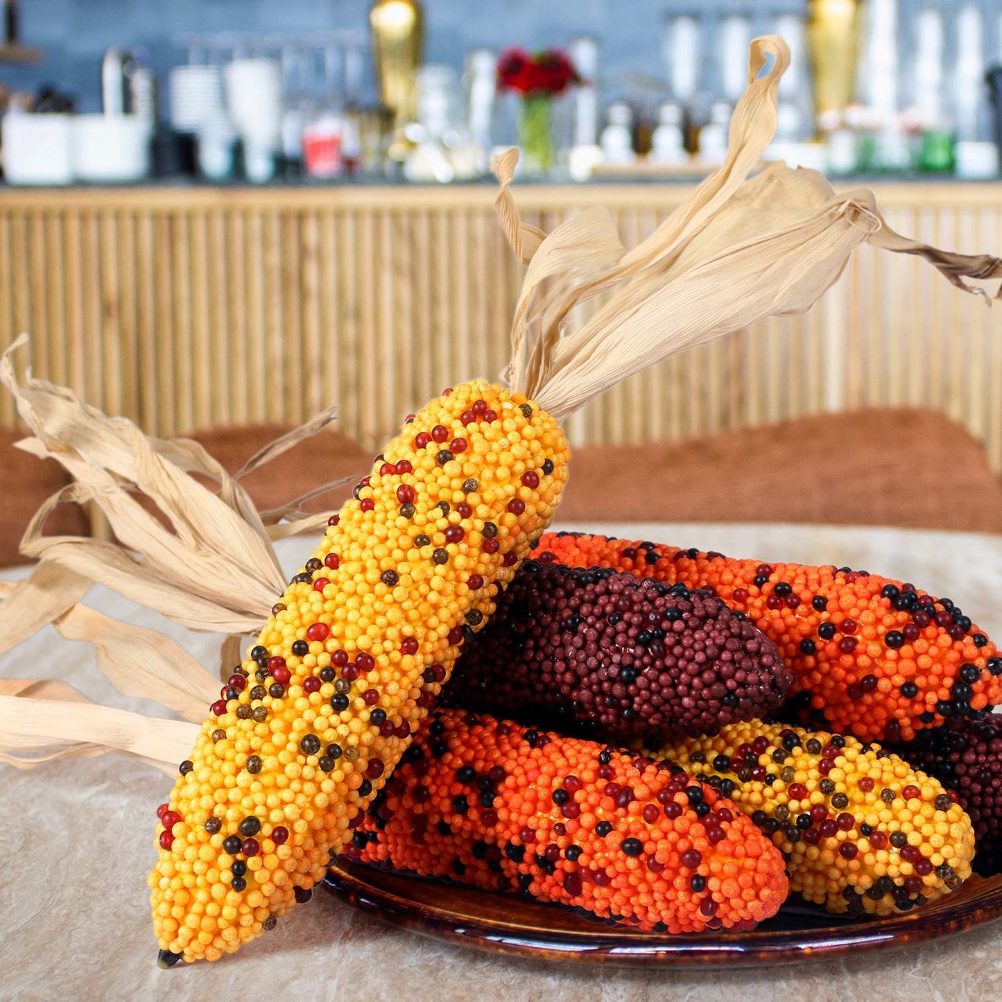 iWEDN Fake Corn Ornament India Corn Design Decoration Pack of 6