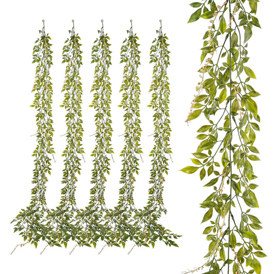 PENGYEE Artificial Greenery Garland, 6 Pack, 5.57ft
