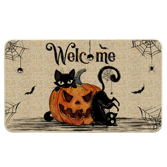 Hexagram Halloween Door Mat 17x29 Inch, Pumpkin Doormat Outdoor, Welcome Rug Mats Outdoor for Front Door Decorations Indoor