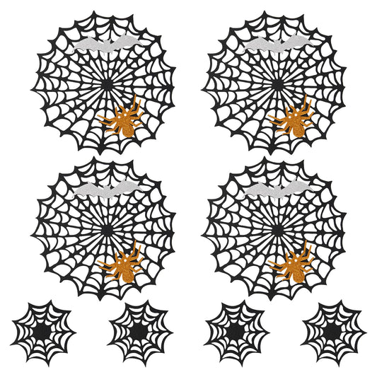 Halloween Spider Web Placemats Set of 8, Hollow Out Spider Web Dining Table Decor, Ideal for Holiday Party Decorations