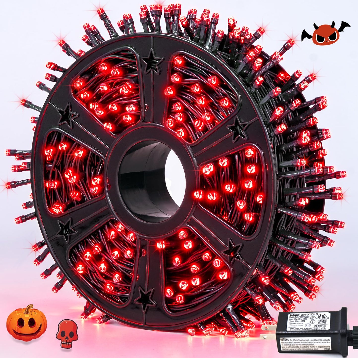 JMEXSUSS 500 LED Red Christmas Lights Outdoor, 173ft Christmas String Lights with Remote, Waterproof 8 Modes Red Halloween Light for Tree Party Xmas Holiday Decorations