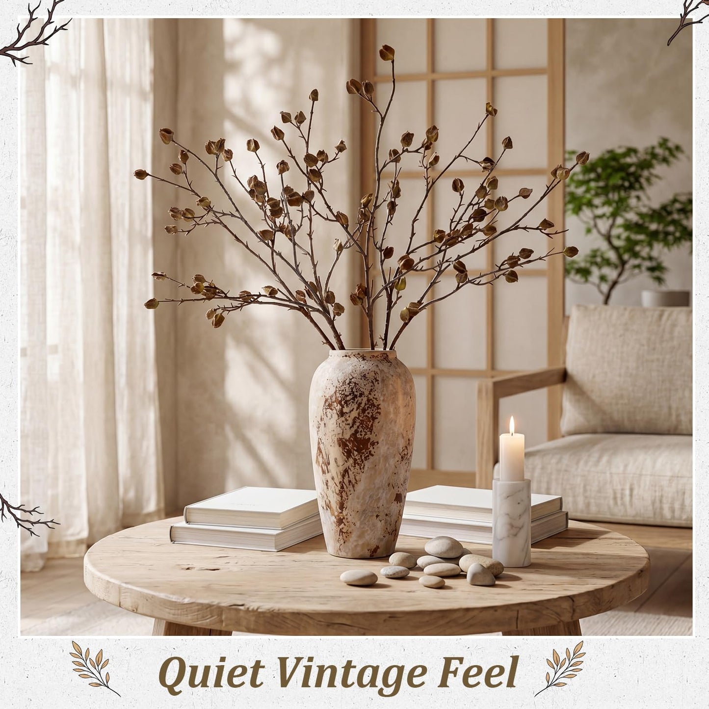 Hotop 6 pcs Artificial Berry Stems, 35.4in Faux Fall Branches for Tall Vases Long Stems Floral Realistic Spray Picks for Fall Home Mantel Vase Farmhouse Wedding DIY Decorations