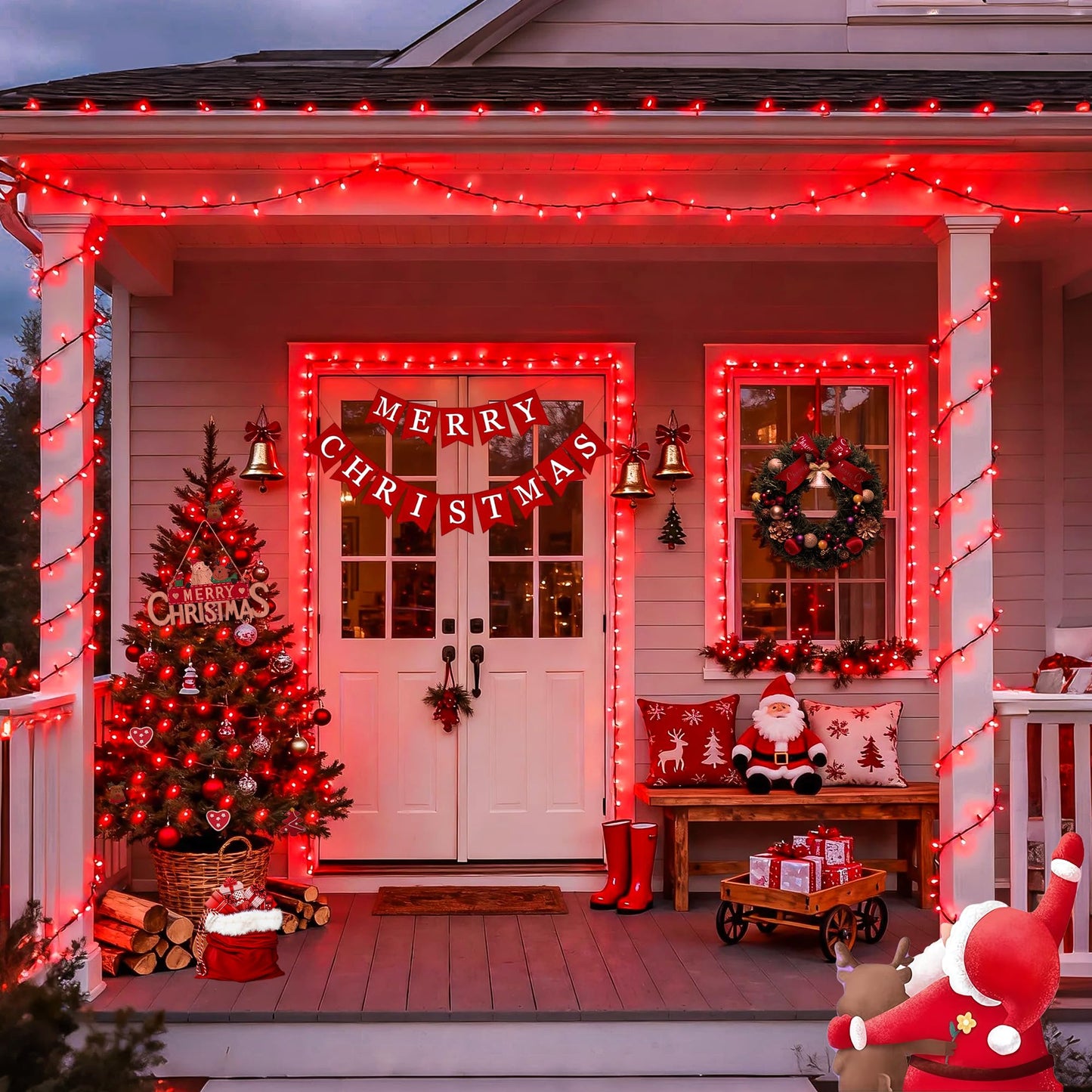 JMEXSUSS 500 LED Red Christmas Lights Outdoor, 173ft Christmas String Lights with Remote, Waterproof 8 Modes Red Halloween Light for Tree Party Xmas Holiday Decorations