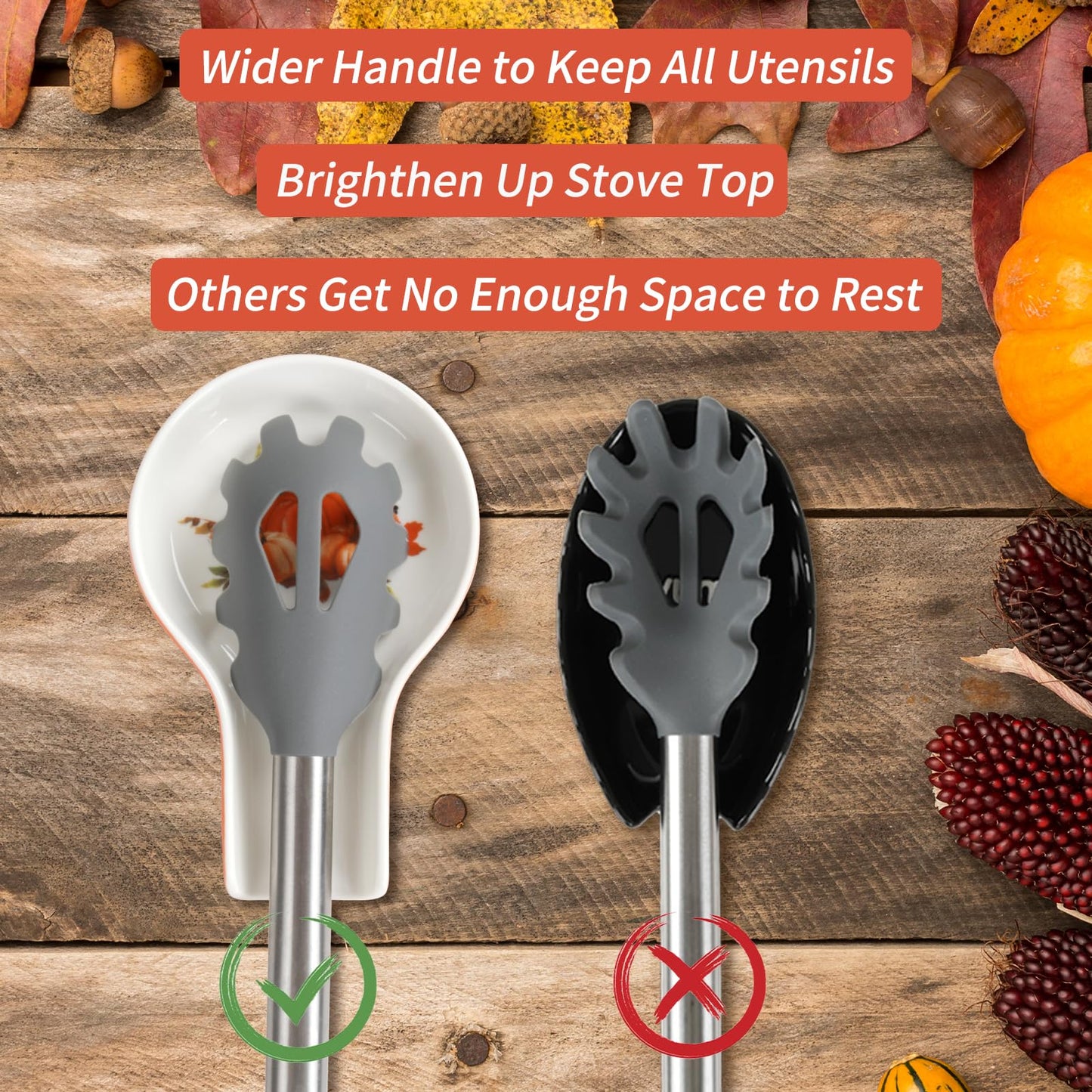 Spoon Rest - Spoon Rest for Stove Top Pumpkin Decor Ceramic Spoon Holder for Kitchen Counter with Gift Box Ready