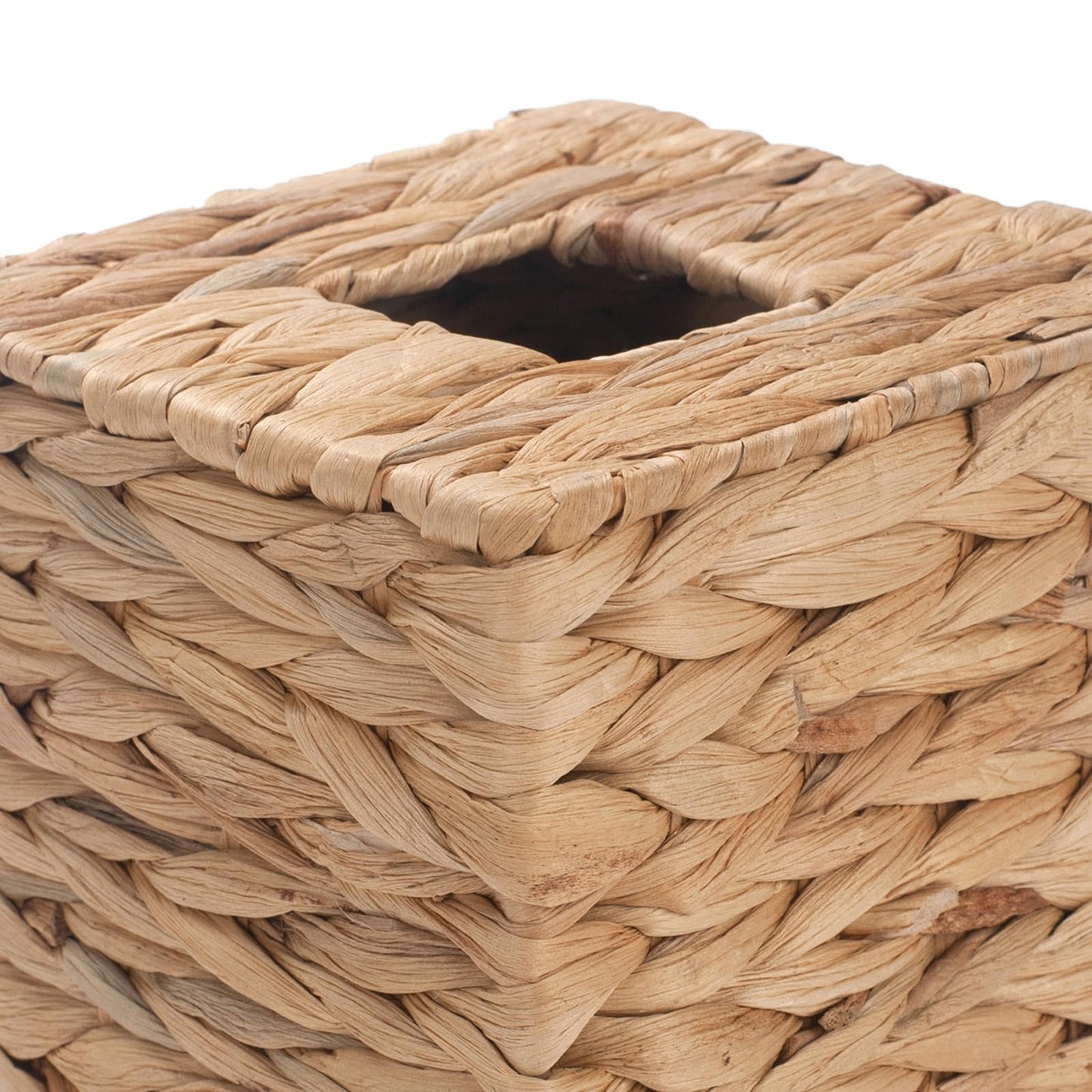 Tissue Box Cover Sqaure, Water Hyacinth Tissue Box Holder, Boho Decorative Woven Facial Tissue Holder for Bathroom, Kitchen, Living Room, Bedroom (Square)