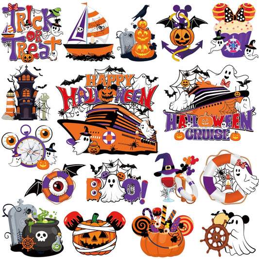 RiVolTa Halloween Cruise Door Magnetic - 16 Pcs Mouse Pumpkin Ship Cabin Decorations Magnets Stickers Funny Ghost Boo Anchor Stateroom Decals Accessories for Carnival Holiday Party Sign Garage Decor
