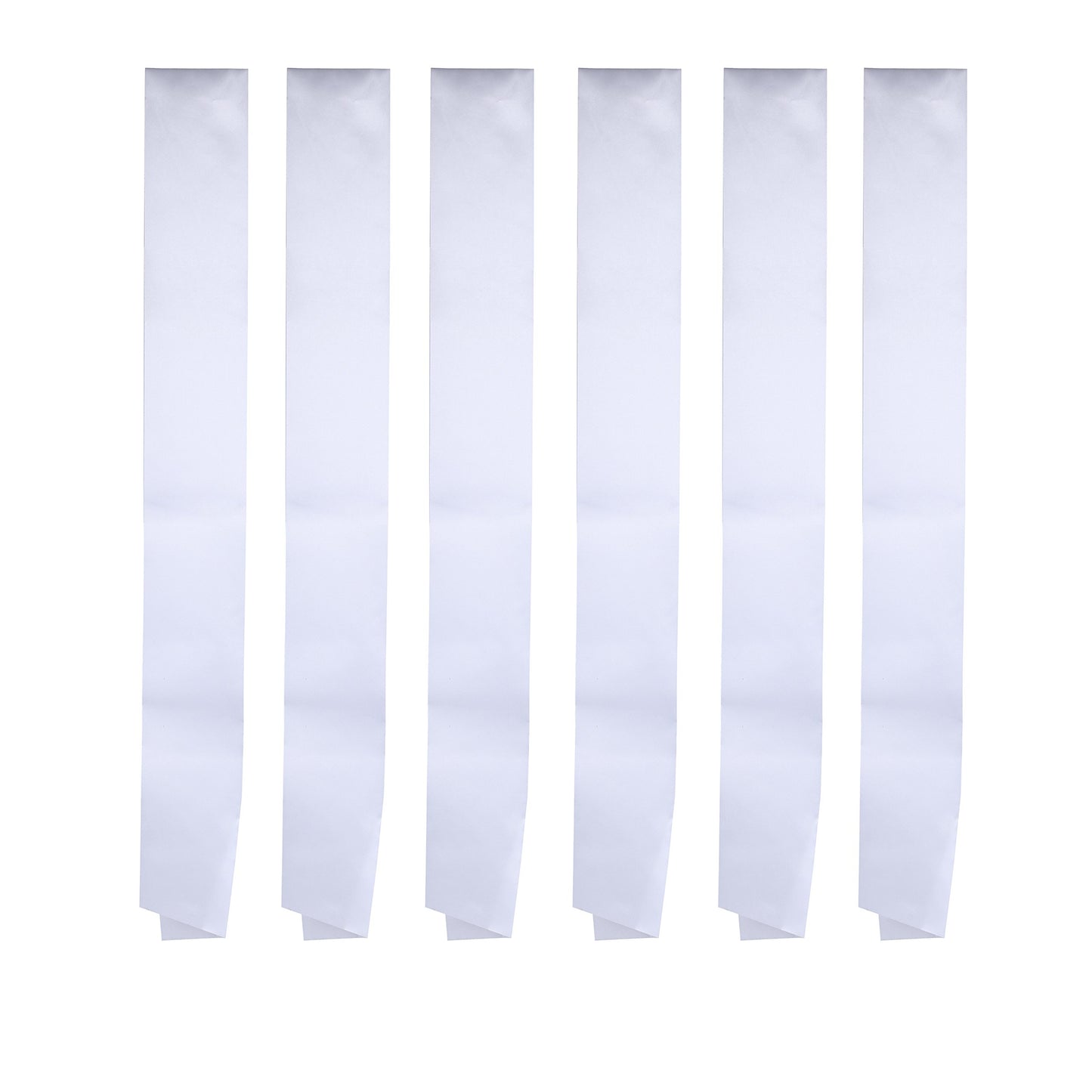 Pack of 6 Blank Satin Pageant Sashes for Princess, Beauty Queen, Homecoming, Winner, Mayor and DIY Decoration, White
