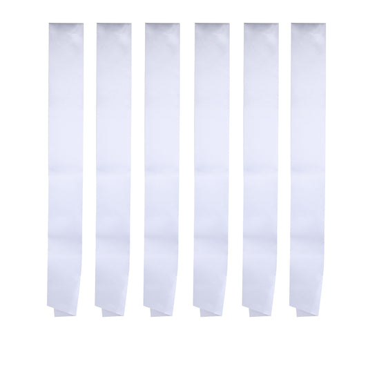 Pack of 6 Blank Satin Pageant Sashes for Princess, Beauty Queen, Homecoming, Winner, Mayor and DIY Decoration, White