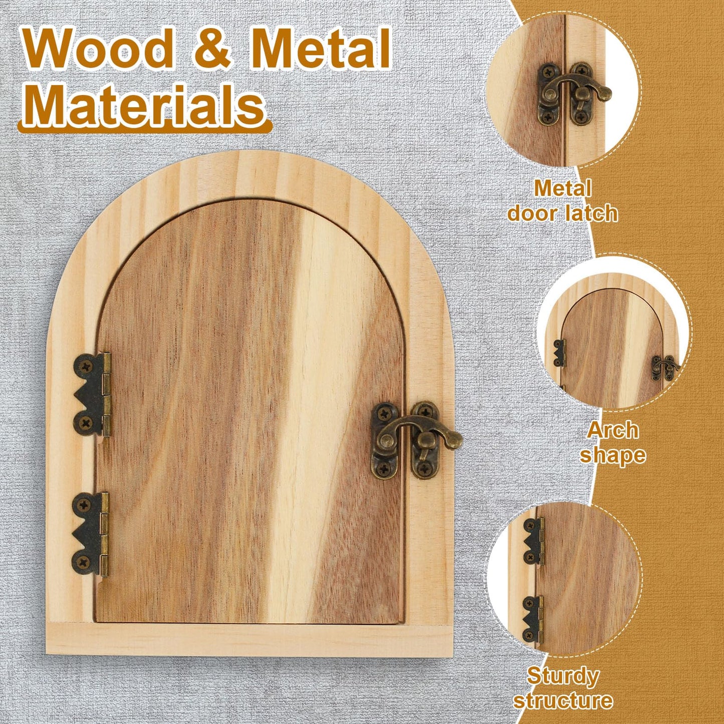 2 Pcs Fairy Door Outlet Covers, Wooden Outlet Covers, Wood Door Shape Romantic Fairy Door Outlet Cover Plate, No Drilling Outlet Cover Plates, Decorative Wall Outlet Covers for Children and Pets