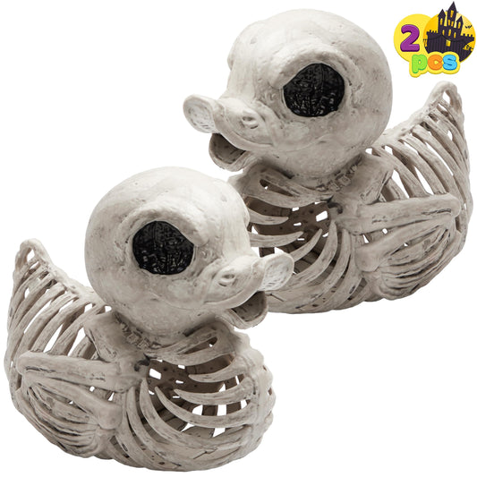JOYIN 2 PCS 4.5” Duck Skeleton Plastic Bones Halloween Decorations for Spooky Animal Courtyard Halloween Graveyard Decor, Indoor Outdoor Prop Party Trick or Treat Decor