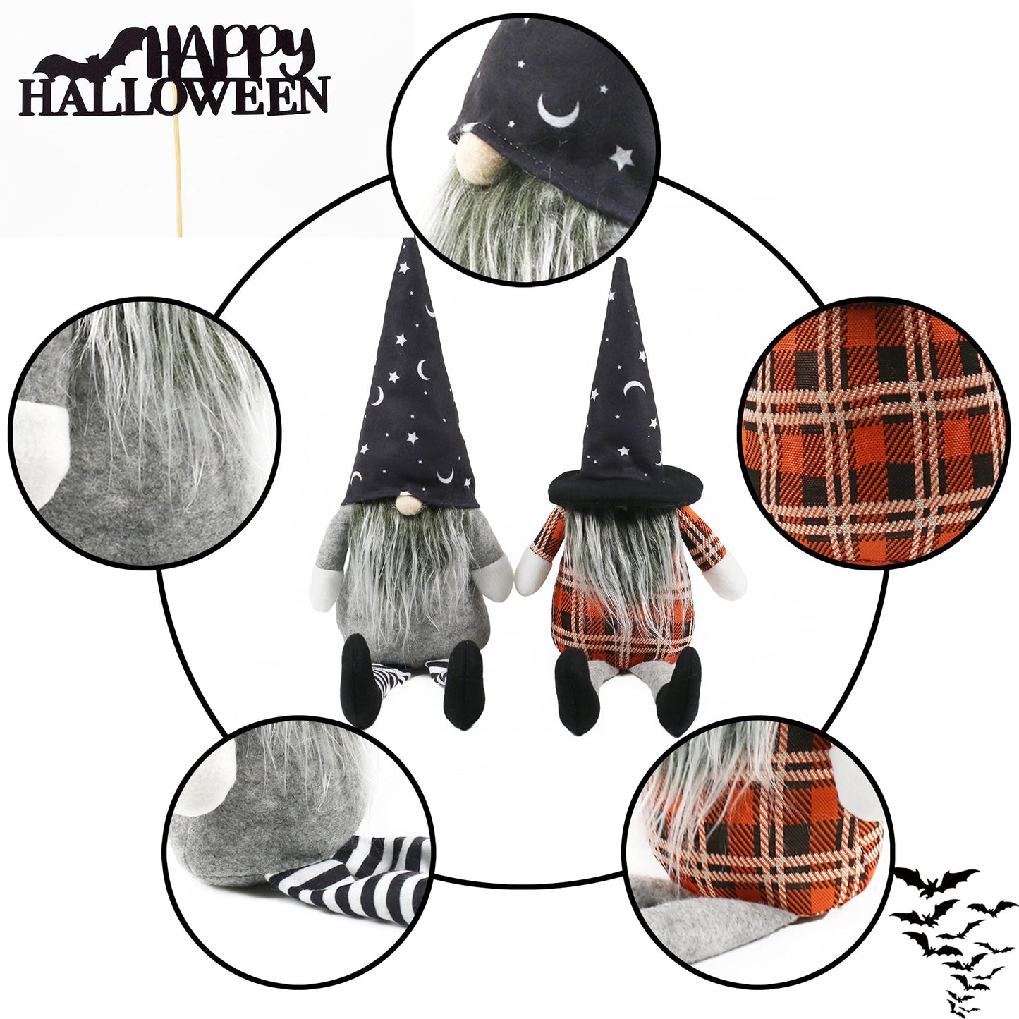 Ogrmar 2 Pack 22.4 Inch Halloween Gnomes Plush Mr and Mrs Scandinavian Swedish Tomte Doll Handmade Elf Gnome Faceless Doll for Halloween Indoor Home Kitchen Table Ornaments