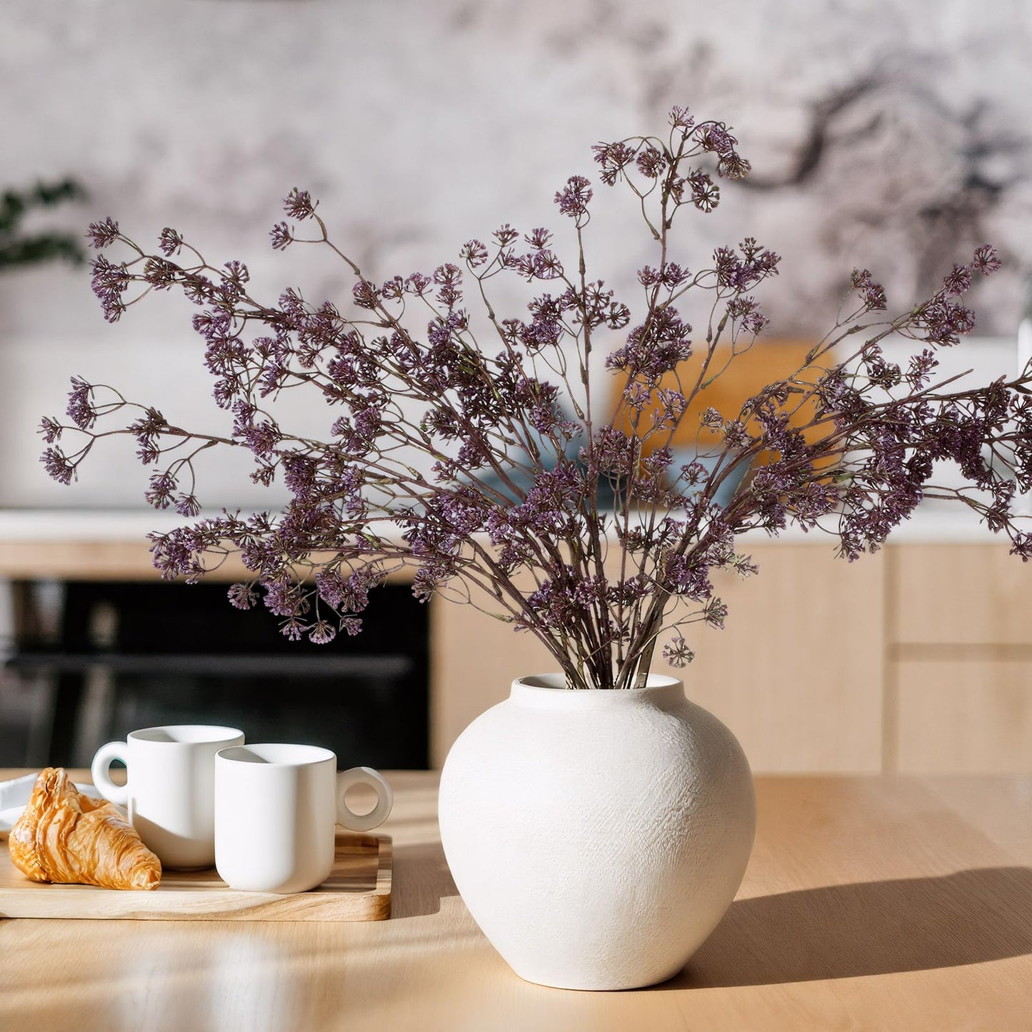 Zeyune Faux Berry Stems Summer Artificial Dusty Plum Stem Soft Plum Sedum Berry Picks Branches Faux Spray for Home Wedding Holiday Seasonal Farmhouse Mantel DIY Home Decorations(5 Pcs,Purple)