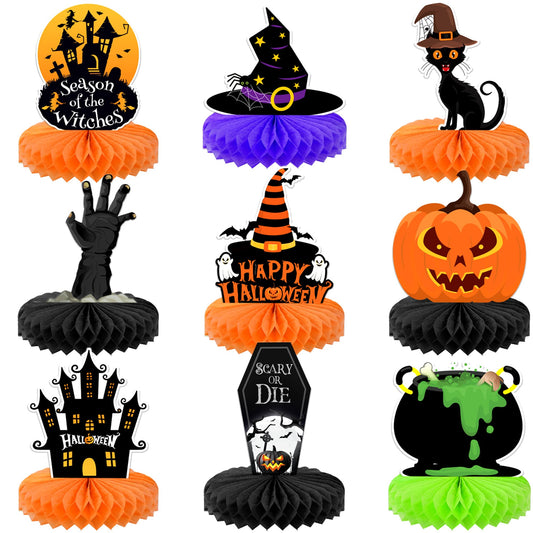 KatchOn, Halloween Centerpieces for Tables - Pack of 9 | Witch Centerpiece, Halloween Table Decorations | Orange and Black Spooky Summerween Party Decorations | Summerween Decor