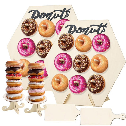 DSAZNIS 6 Pack Donut Stand Set Donut Wall Display Stand for Party Wooden Doughnut Board Holder for Dessert Table Baby Shower Wedding Birthday