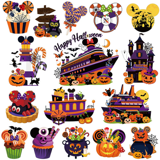 RiVolTa Halloween Cruise Door Magnets - 16 Pcs Mouse Pumpkin Ship Cabin Decorations Magnetic Stickers Funny Spooky Anchor Stateroom Decals Accessories for Carnival Holiday Party Refrigerator Car Decor