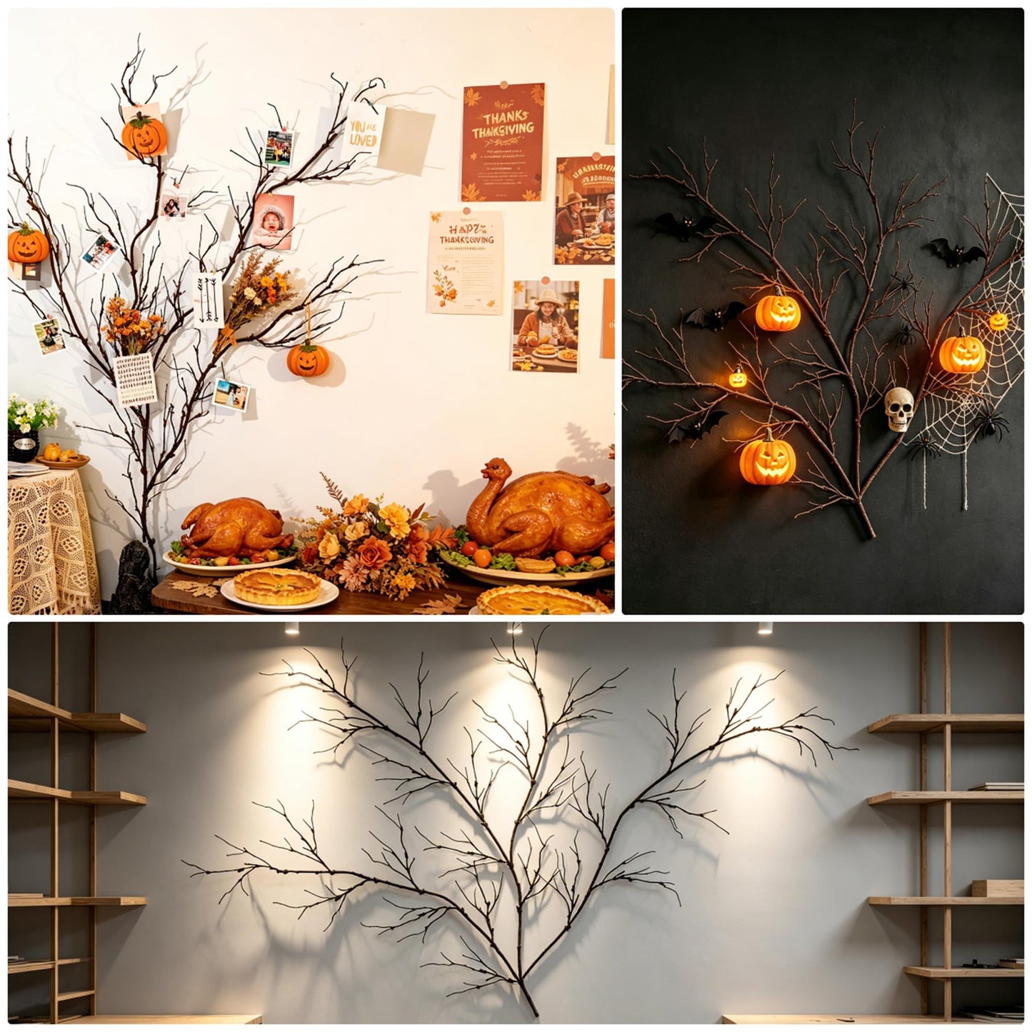 4Pcs Artificial Creepy Flexible Tree Branches Twigs Garland Halloween Decor
