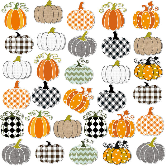 Hoteam 30 Pcs Thanksgiving Fall Pumpkin Refrigerator Fridge Magnets Orange Buffalo Plaid Pumpkin Car Magnets Decoration Thanksgiving Garage Door Magnetic Decals Stickers for Home Mail Box Party Favors