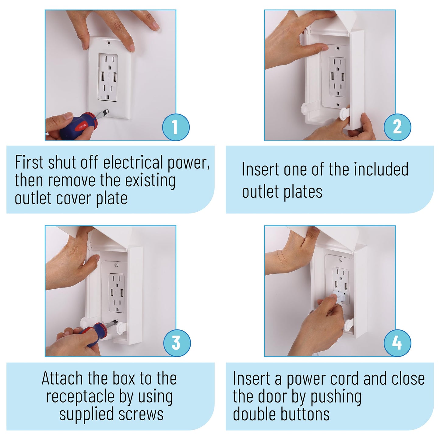 Bates - Baby Safety Outlet Cover Box, 2 Pack, Baby Proof Outlet Covers Baby Proofing, Plug Covers for Electrical Outlets, Socket Covers for Outlets, Child Proof Outlet Cover, Outlet Box Cover
