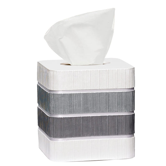 Modern Line Stylish Tissue Box Holder - Modern Classic Luxury Decor with Western Design - Square Tissue Cover for Bathroom, by Zahari Home