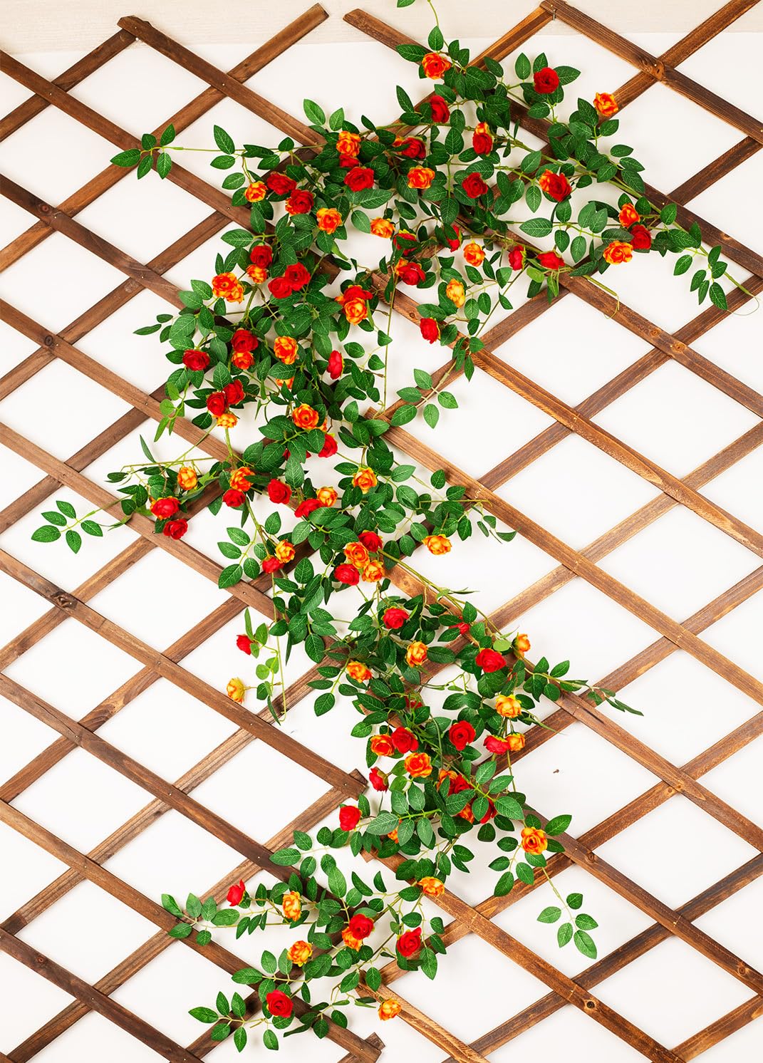 2PCS x 6FT Bendable Rose Vine Hanging Flower Garland Wildflower Floral Garland for Wall Decor Trellis Fence Home Room Decoration (Orange, 2pcs)