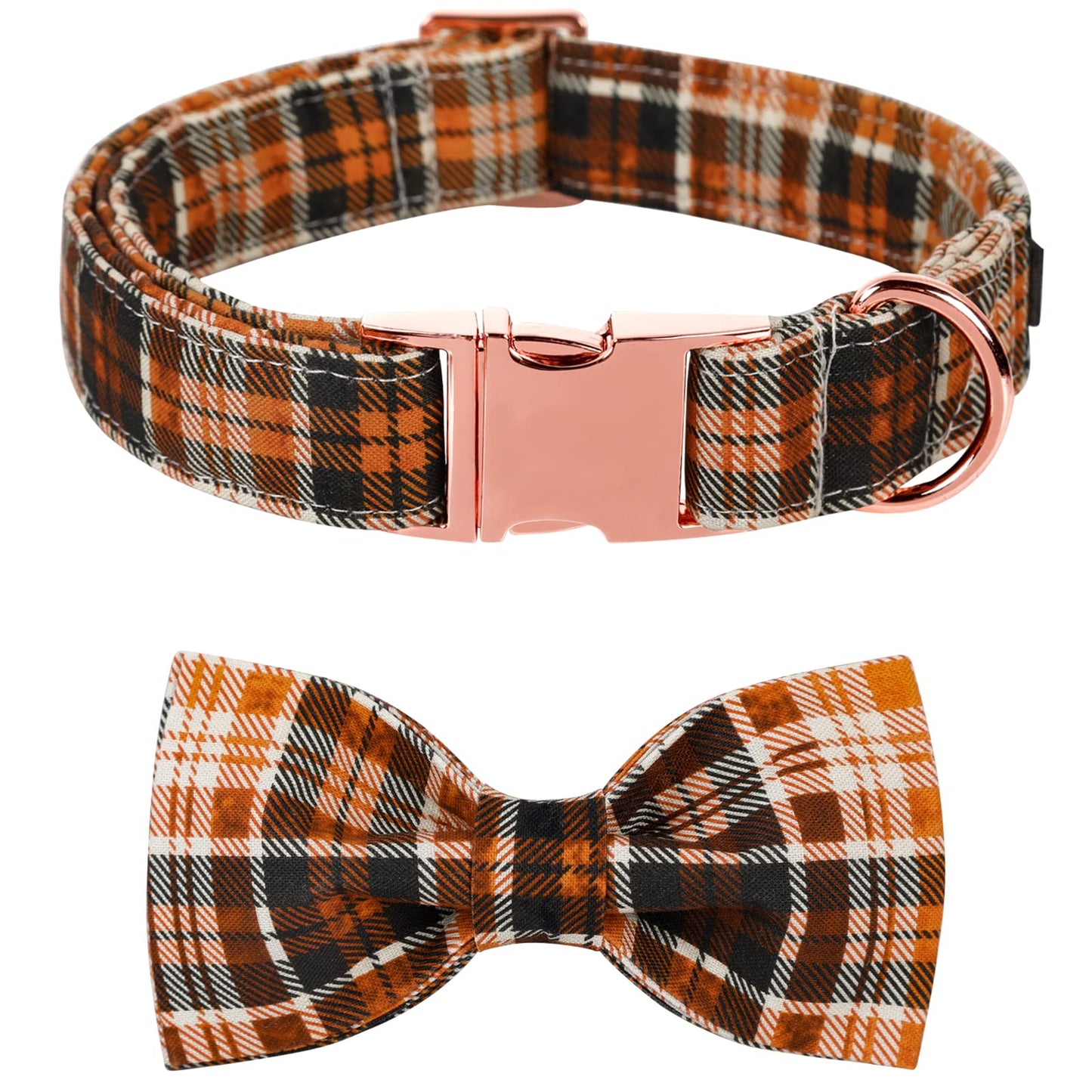 Lionet Paws Halloween Dog Collar with Bowtie - Cute Cotton Adjustable Fall Bowtie Dog Collar with Metal Buckle for Small Medium Large Dog Girl Boy Gift, XS, Neck 8-12in