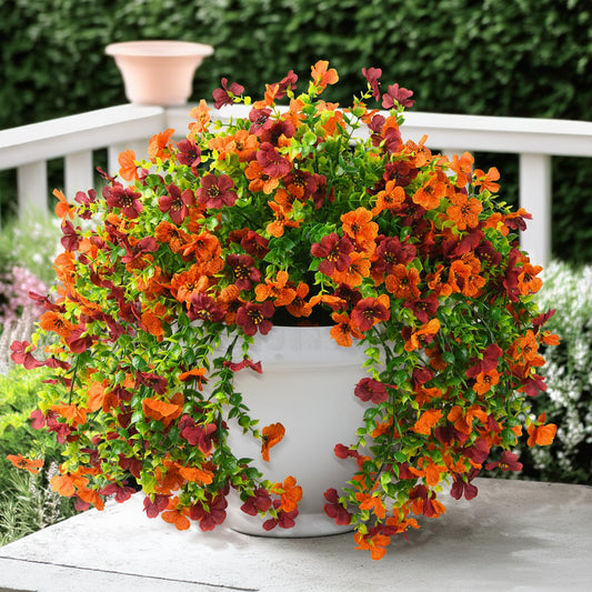 ZFProcess Artificial Fall Fake Flowers for Outdoor Fall Decoration, 2PCS Faux Silk Daisy UV Resistant Look Real for Outside Home Indoor Planter Porch Window Yard Decor(Orange Brown)