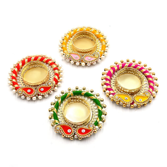 Pack of 12 Traditional Tea Light Candle Holders for Diwali Decoration Religious Festival Diya for Home/Office