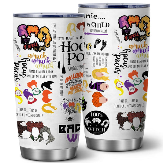 ATHAND Witch Halloween Tumbler,Hocus Gift for Women,20 Oz Halloween Coffee Tumblers,Horror Films Sanderson Sisters Fans Present,Witch Merchandise Insulated Tumbler with Lid,1 Pcs