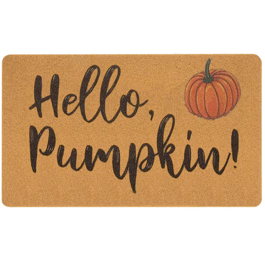 IZUS Hello-Pumpkin Welcome-Doormats - Non-Slip Coir Entrance-Mat Fall-Harvest-Festival Front-Door-Mat Porch-Rugs Home-Decor 17x29inch