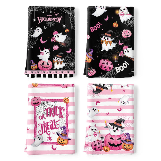 Arquiel Halloween Cute Boo Pumpkin Tea Towels, Cotton Kitchen Towel 18.9 × 27.5 Inch, Quick Drying Dish Cloth for Party Anniversary Holiday Decoration Housewarming Gifts